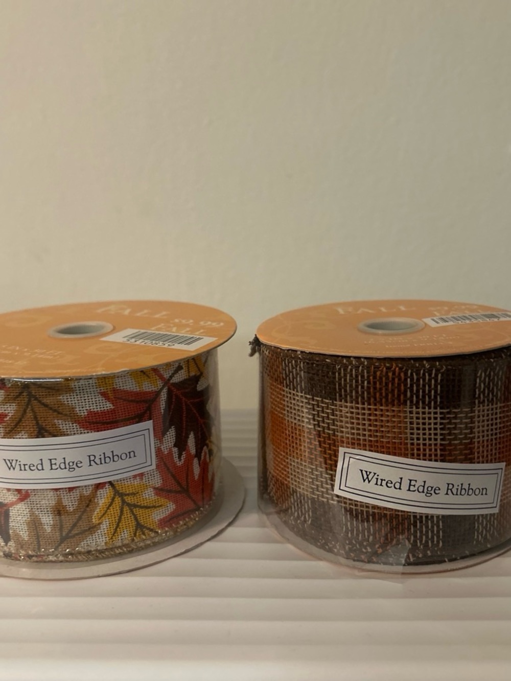 Wired Edge Fall Decorative Ribbon Set - Autumn Leaves & Plaid